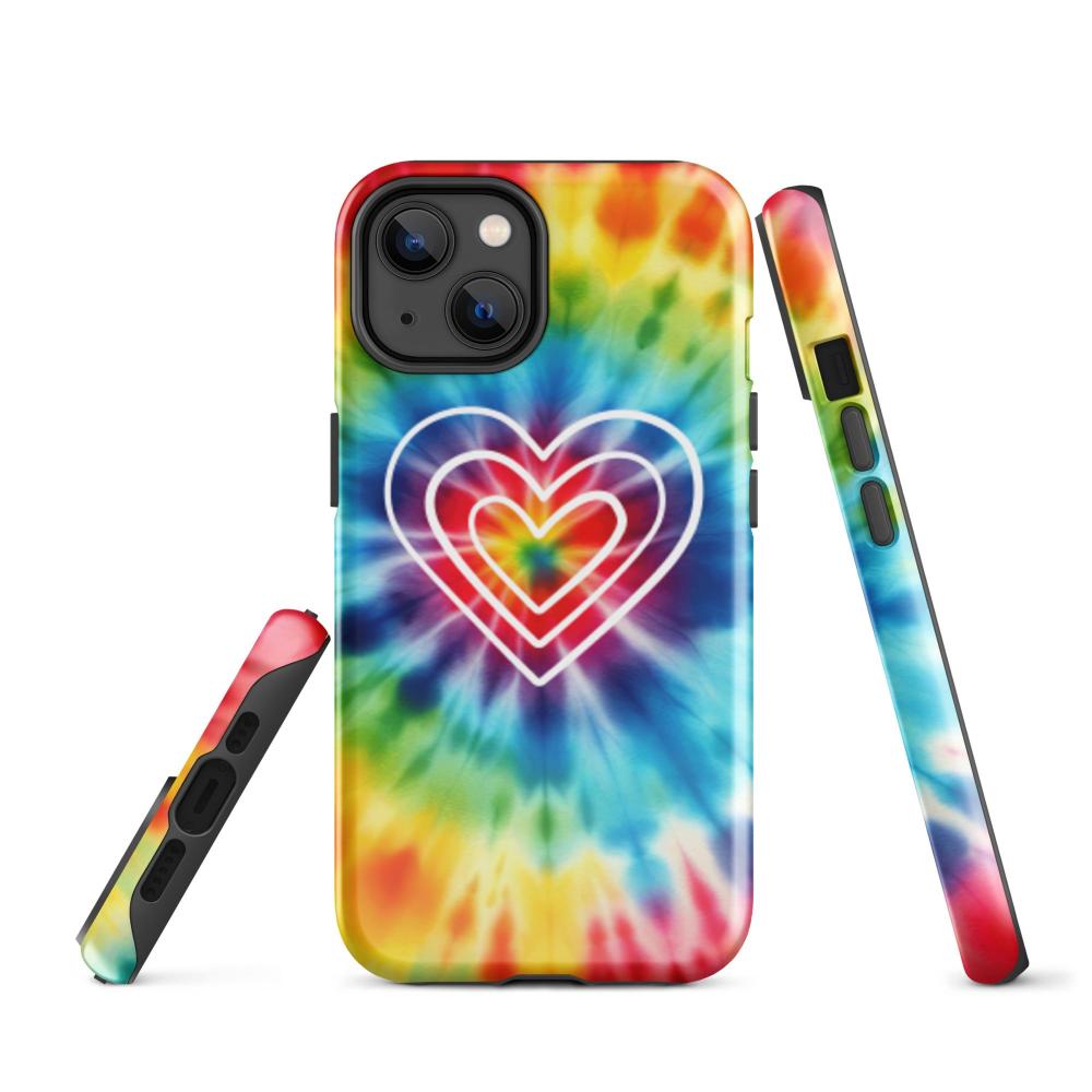 Tie Dye Hearts iPhone 14 Tough Case - Glossy Finish - https://ascensionemporium.net